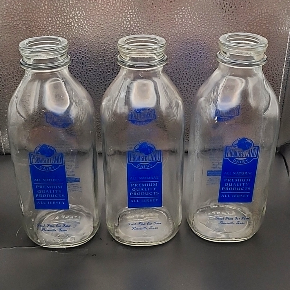 Vintage Promised Land Dairy Floresville, TX Quart Bottles Set of 3